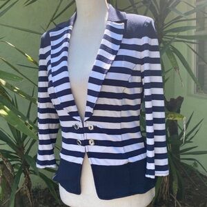 Navy Blair White Striped Soft Jersey Blazer